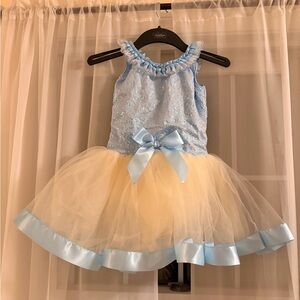 Revolution Sparkling Blue and Soft Yellow Kids Dance Costume